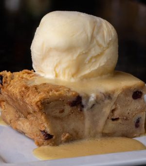 Homemade Bread Pudding & Vanilla ice cream  